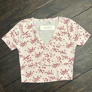 All in Favor ribbed floral crop top